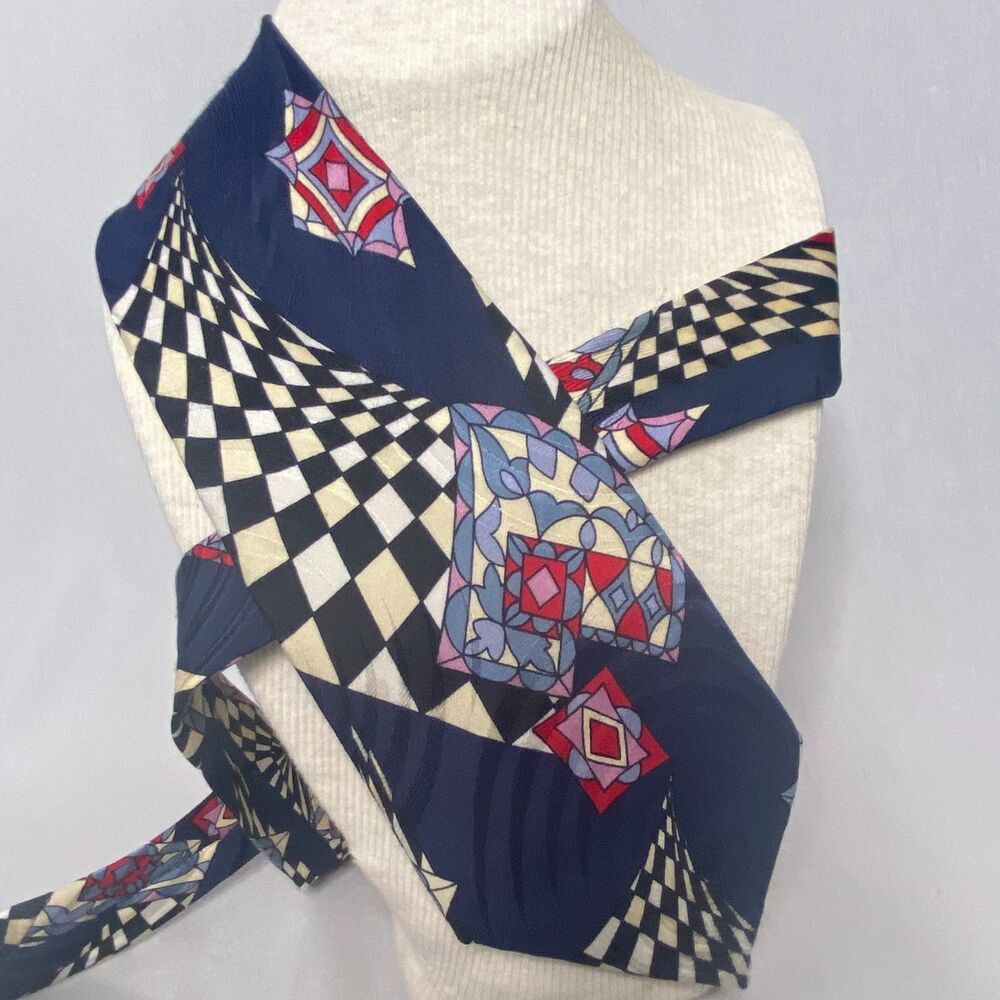 💎Guy LaRoche Silk Mens Neck Tie Textured Multicolored Abstract Geometric Design